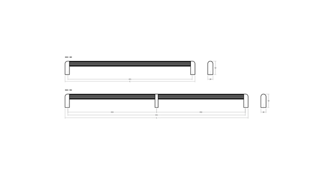 Kép 4/4 - Fogantyú  Viefe RISS BIG  480mm, alumínium, matt fehér