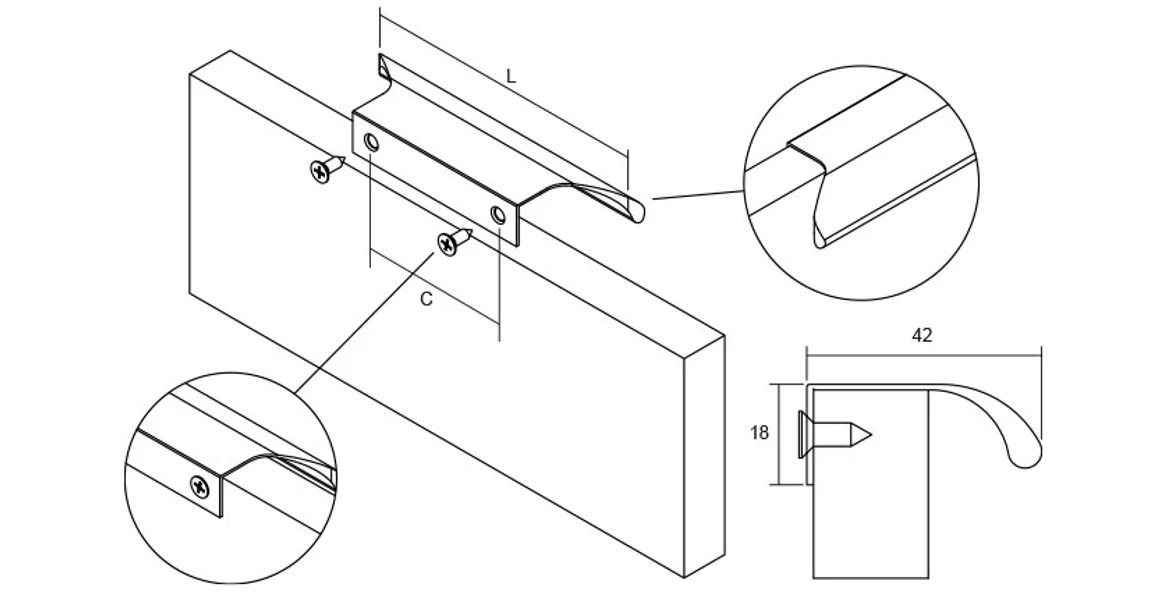 Kép 5/5 - Fogantyú  Viefe RITTA   64mm, alumínium, fényes króm