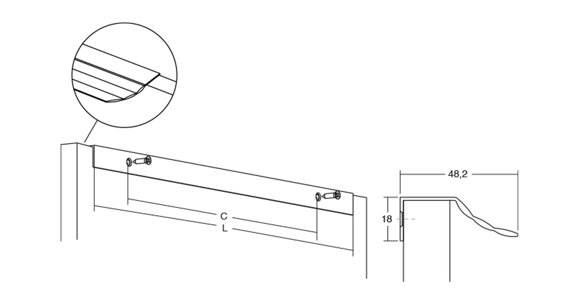 Kép 4/4 - Fogantyú  Viefe SKALA  128mm, alumínium, csiszolt szürke