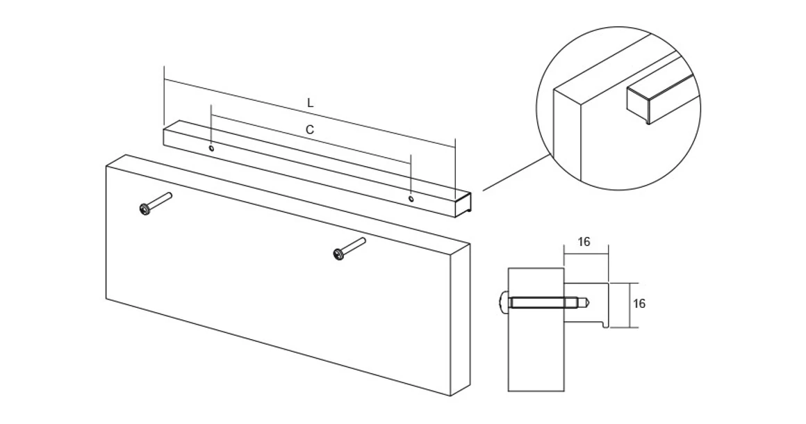 Kép 4/4 - Fogantyú  Viefe STEP   32mm, alumínium, fényes króm