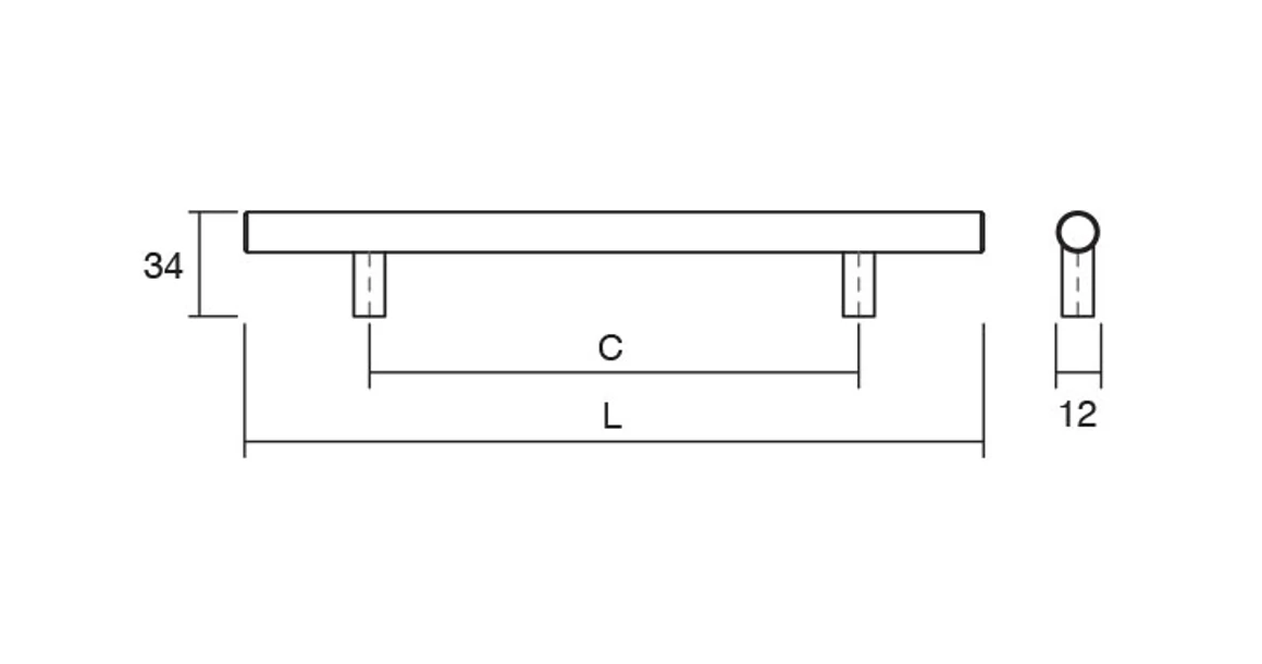 Kép 3/3 - Fogantyú  Viefe TUB  160mm rozsdamentes acél, szálcsiszolt