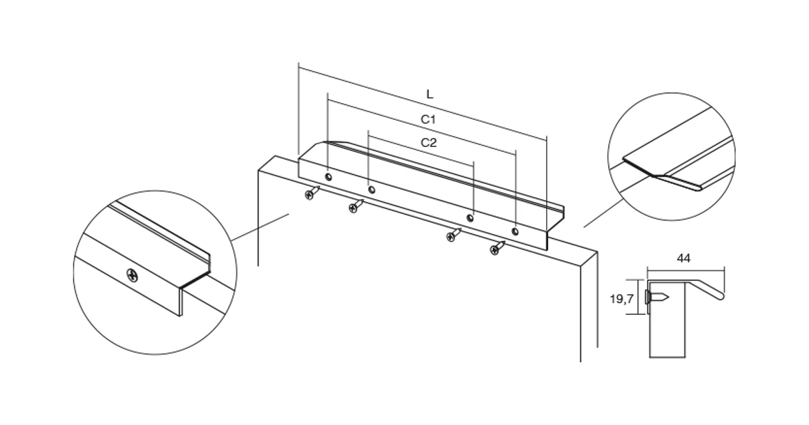 Kép 3/3 - Fogantyú  Viefe VANN  128mm, alumínium, csiszolt bronz