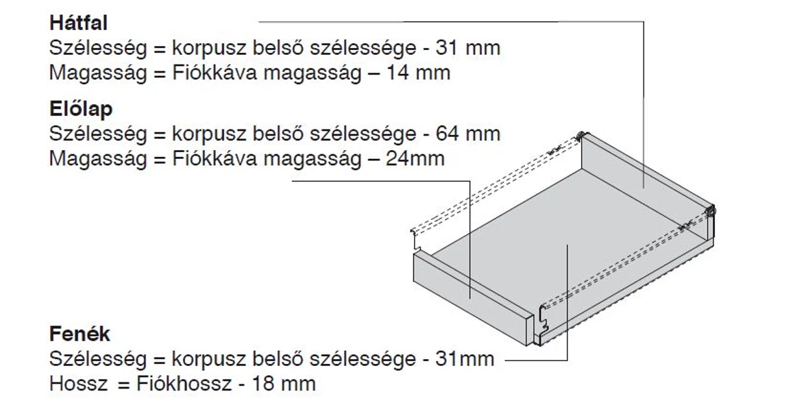Kép 5/6 - Fiókoldal  Impaz 117x450mm, belső fiók, részleges kihúzású, fehér, 30kg