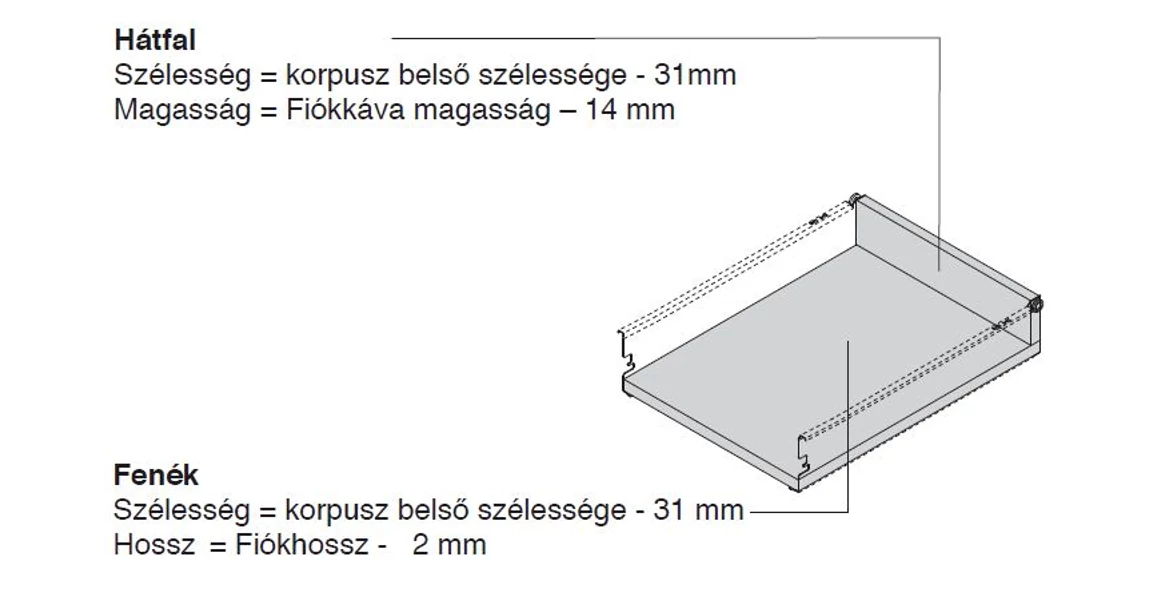 Kép 5/6 - Fiókoldal  Impaz 117x450mm, teljes kihúzású, fehér, 30kg