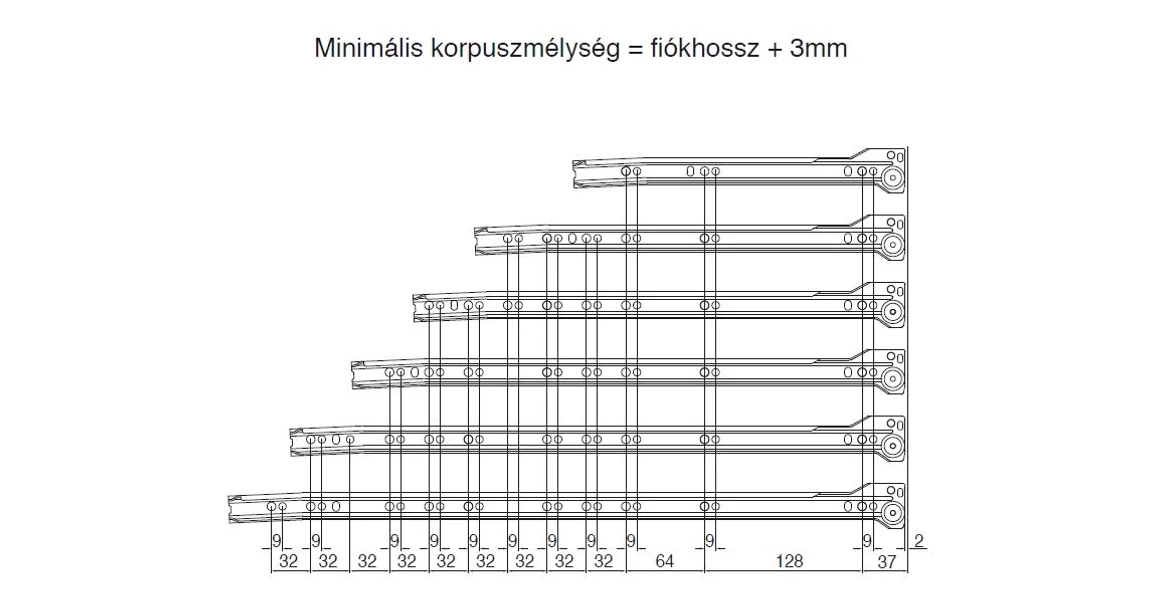Kép 6/6 - Fiókoldal  Impaz 117x450mm, belső fiók, részleges kihúzású, fehér, 30kg