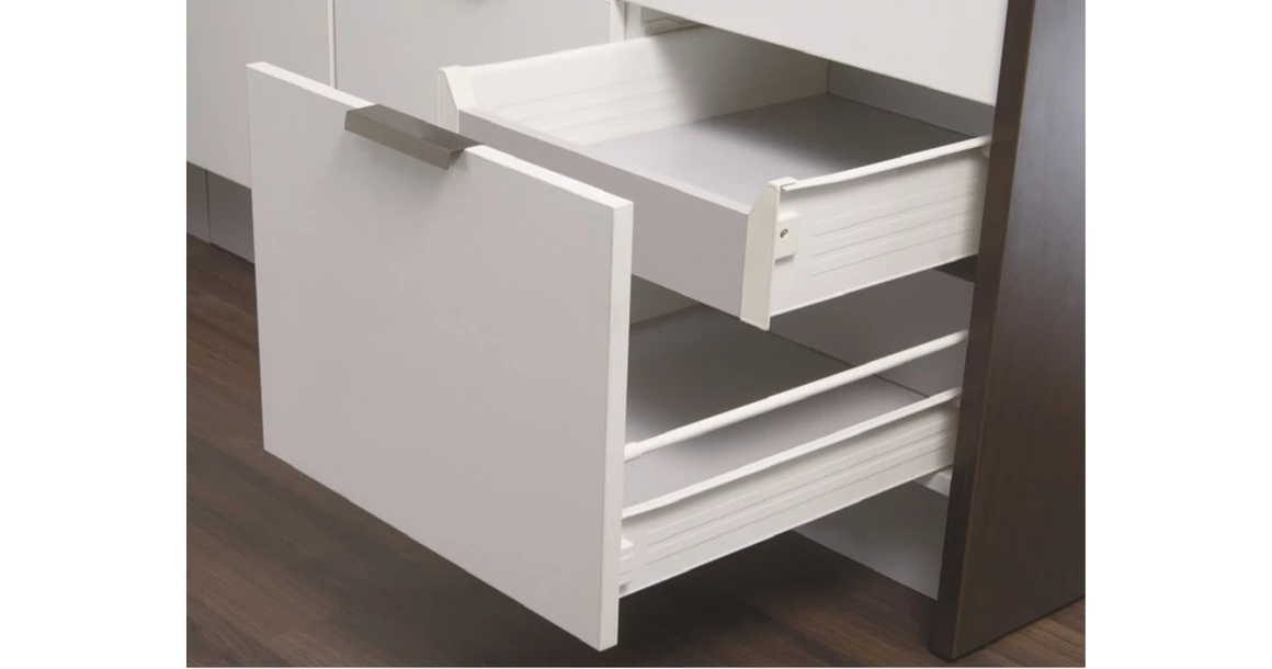 Kép 1/6 - Fiókoldal  Impaz 117x450mm, belső fiók, részleges kihúzású, fehér, 30kg