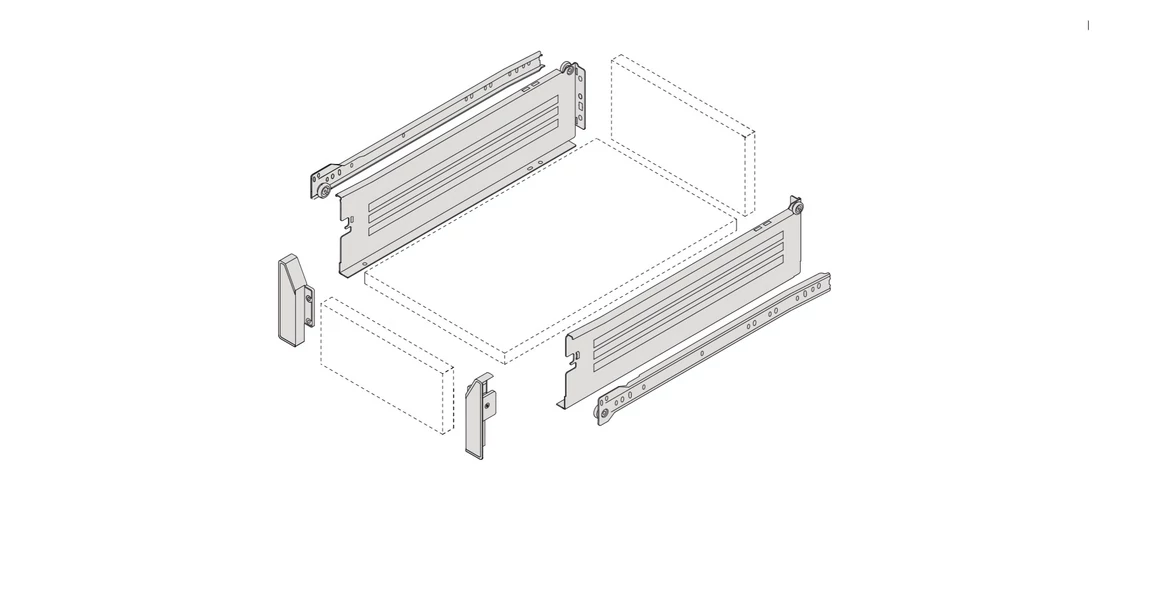 Kép 2/6 - Fiókoldal  Impaz 117x450mm, belső fiók, részleges kihúzású, fehér, 30kg