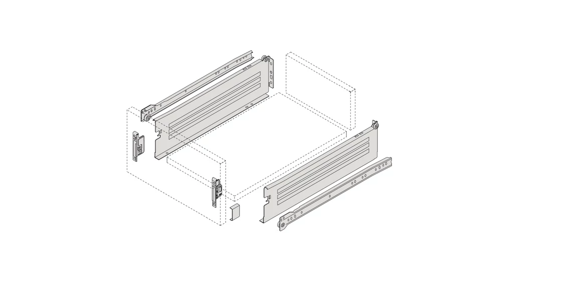 Kép 2/6 - Fiókoldal  Impaz 117x450mm, részleges kihúzású, fehér, 30kg