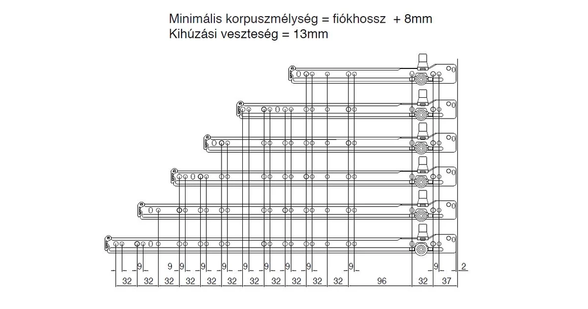 Kép 6/6 - Fiókoldal  Impaz 117x450mm, teljes kihúzású, fehér, 30kg