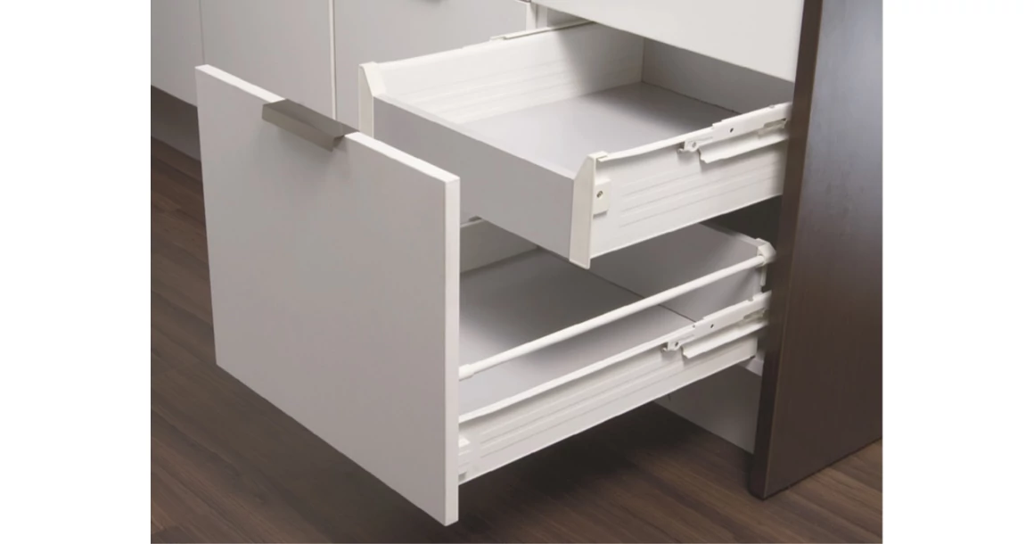 Kép 1/6 - Fiókoldal  Impaz 117x450mm, belső fiók, teljes kihúzású, fehér, 30kg