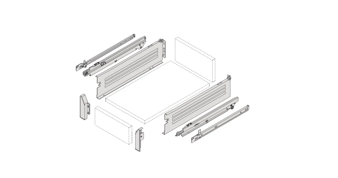 Kép 2/6 - Fiókoldal  Impaz 117x450mm, belső fiók, teljes kihúzású, fehér, 30kg