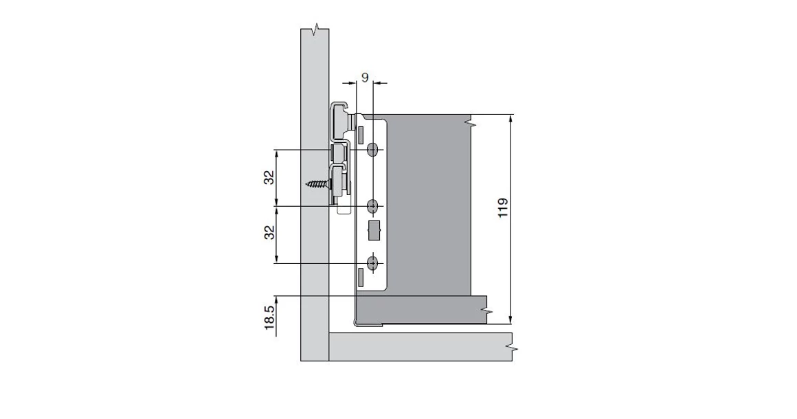 Kép 4/6 - Fiókoldal  Impaz 117x450mm, teljes kihúzású, fehér, 30kg