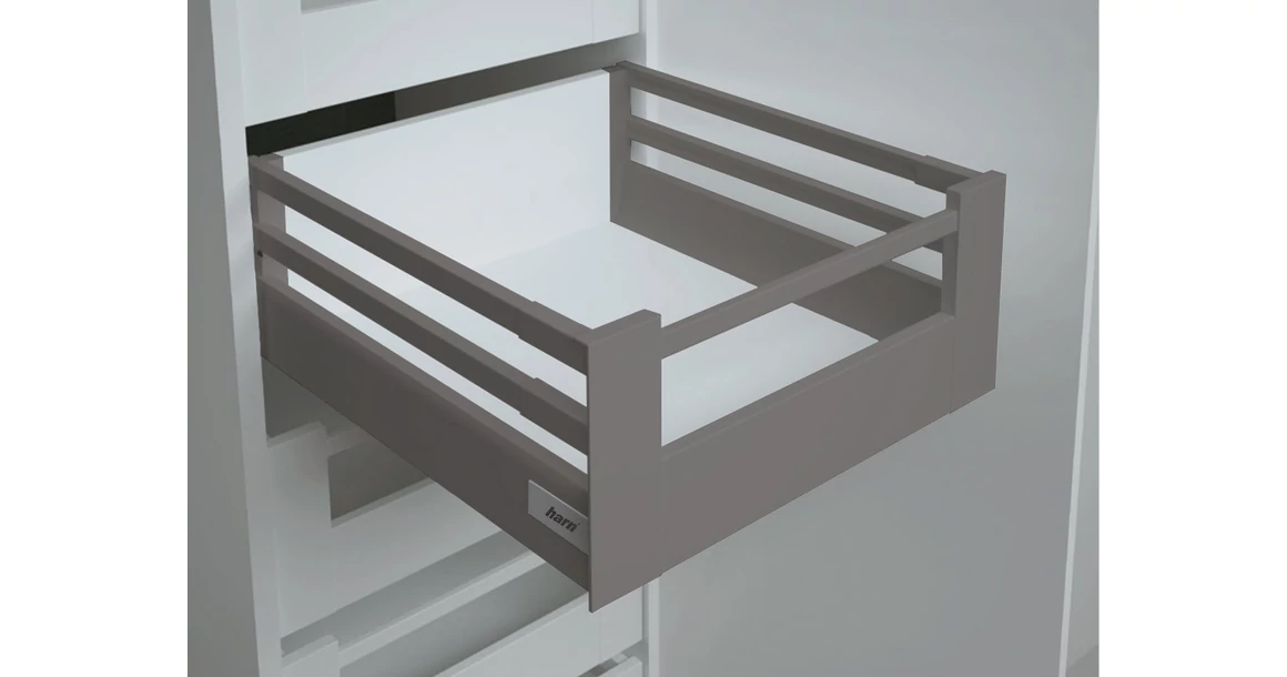 Kép 1/17 - Fiókoldal   RITMA CUBE belső fiók,  H, dupla szögletes korlátos, metál szürke, 270mm, 35kg