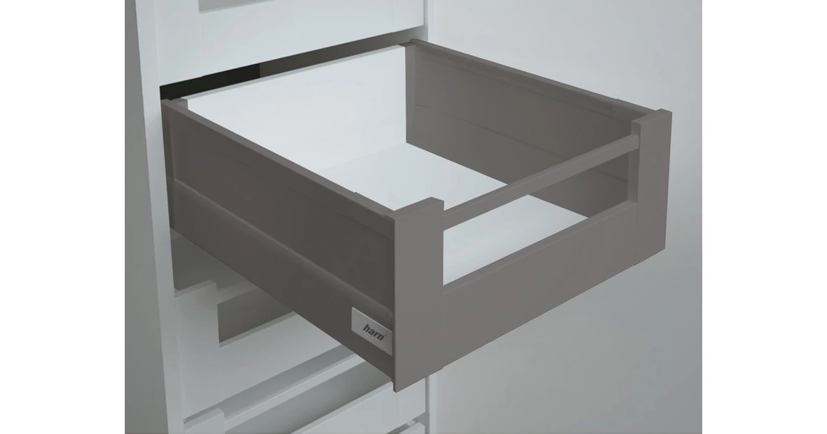 Kép 1/18 - Fiókoldal   RITMA CUBE belső fiók,  HSE, oldalmagasítós, szögletes korláttal, metál szürke, 400mm, 35kg