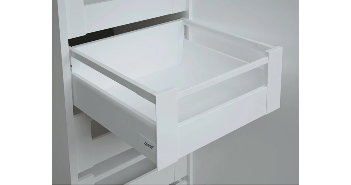 Kép 1/16 - Fiókoldal   RITMA CUBE belső fiók, TH2, szimpla szögletes korlátos, fehér, 270mm, 35kg