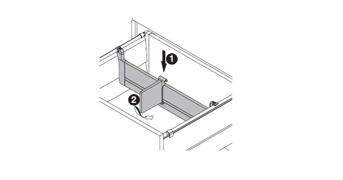 Kép 10/19 - Fiókoldal   RITMA CUBE belső fiók,  H2, szimpla kör korlátos, fehér, 550mm, 35kg