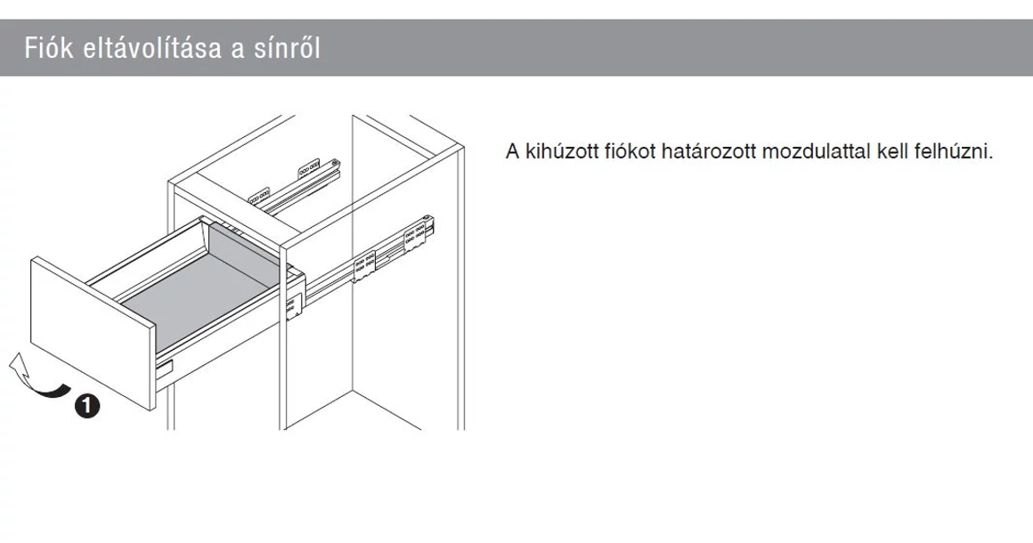 Kép 14/19 - Fiókoldal   RITMA CUBE belső fiók,  H2, szimpla kör korlátos, fehér, 550mm, 35kg