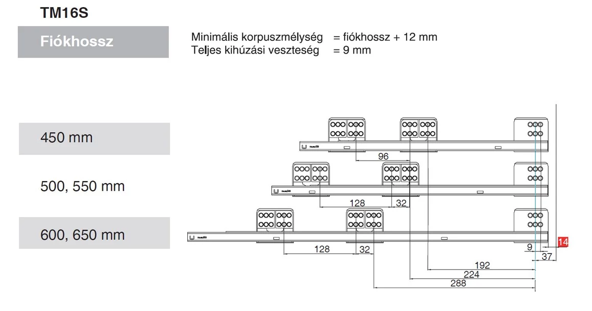 Kép 18/19 - Fiókoldal   RITMA CUBE belső fiók,  H2, szimpla kör korlátos, fehér, 550mm, 35kg