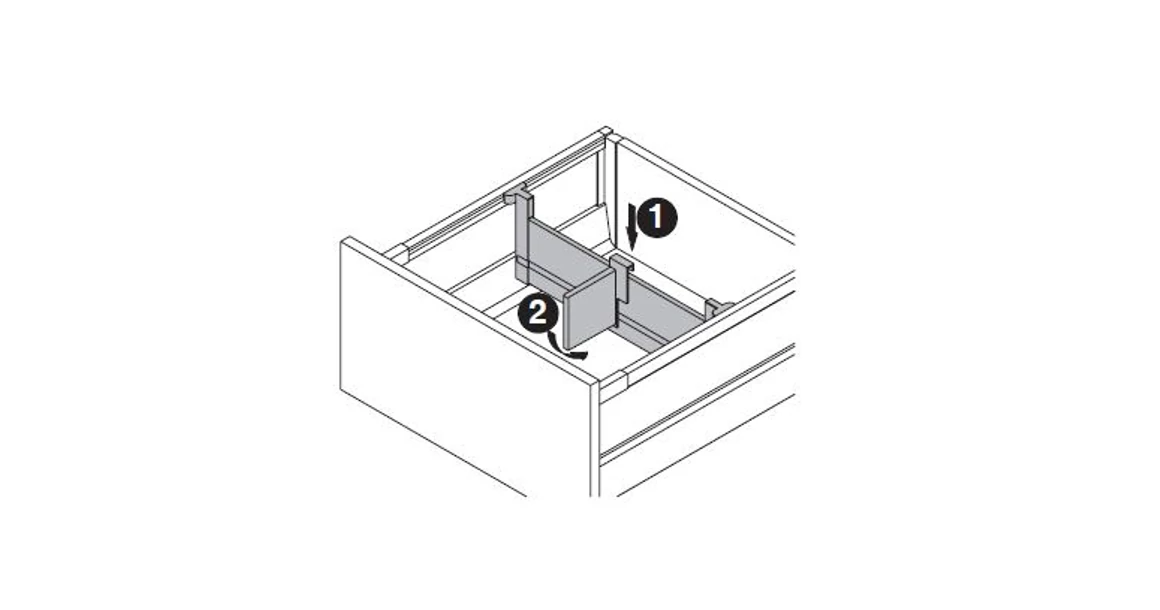 Kép 19/19 - Fiókoldal   RITMA CUBE belső fiók,  H2, szimpla kör korlátos, fehér, 550mm, 35kg