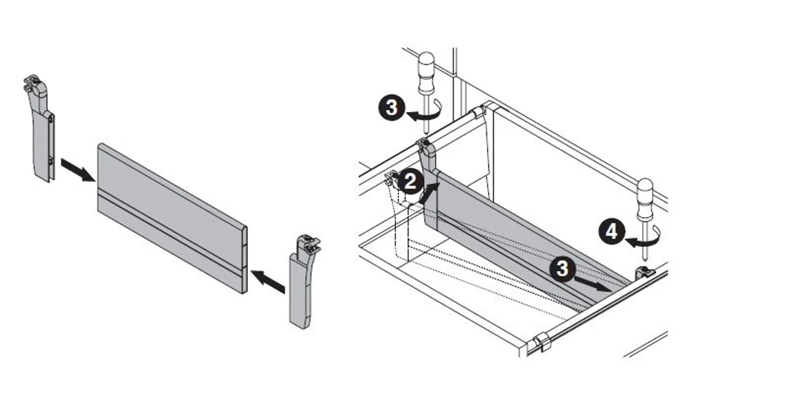 Kép 16/18 - Fiókoldal   RITMA CUBE belső fiók,  H, dupla kör korlátos, fehér, 550mm, 35kg