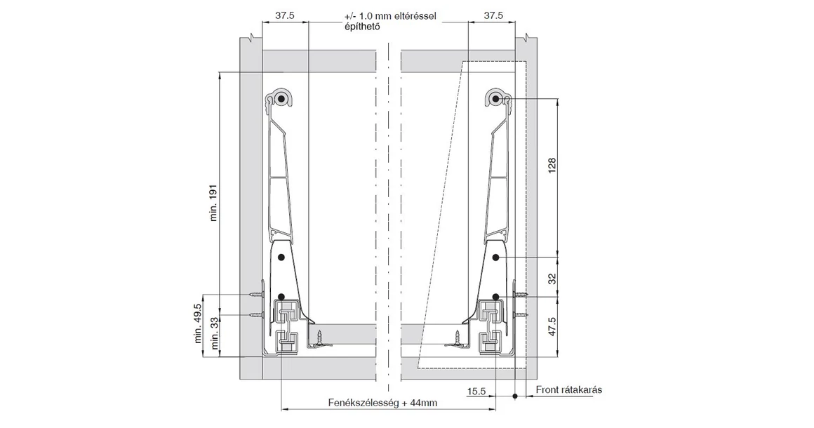 Kép 2/17 - Fiókoldal   RITMA CUBE  HSE, oldalmagasítós, kör korláttal, metál szürke, 400mm, 35kg