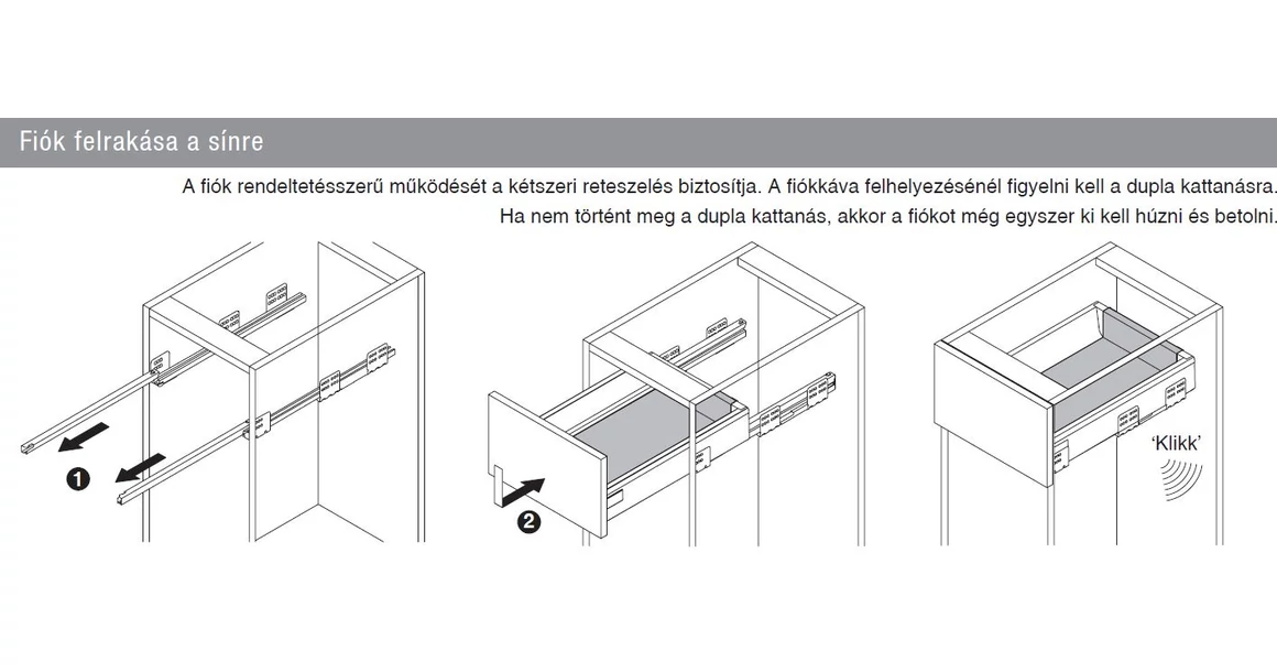 Kép 10/17 - Fiókoldal   RITMA CUBE belső fiók,   M, szimpla kör korlátos, fehér, 550mm, 35kg
