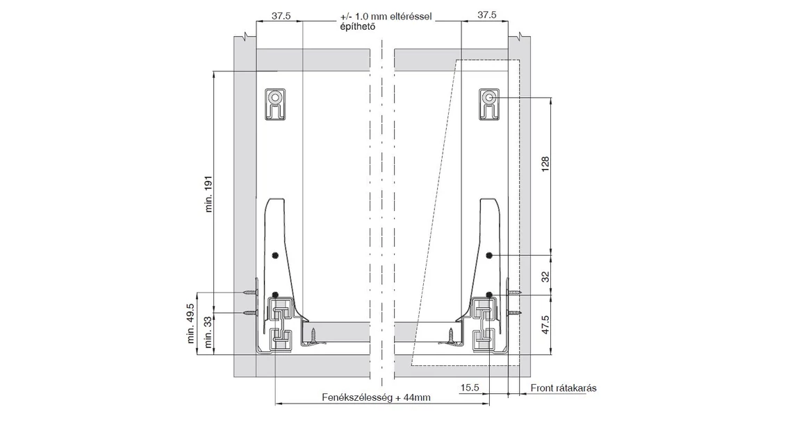 Kép 12/15 - Fiókoldal   RITMA CUBE  TH2, szimpla kör korlátos, metál szürke, 400mm, 35kg