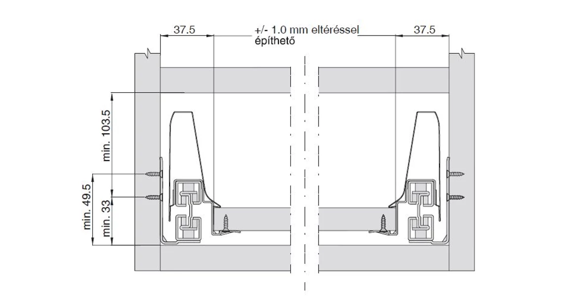 Kép 2/14 - Fiókoldal   RITMA CUBE belső fiók,    S, fehér, 550mm, 35kg