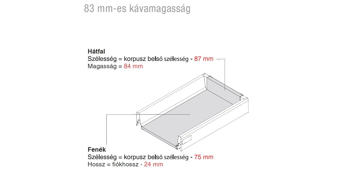 Kép 4/14 - Fiókoldal   RITMA CUBE belső fiók,    S, fehér, 550mm, 35kg