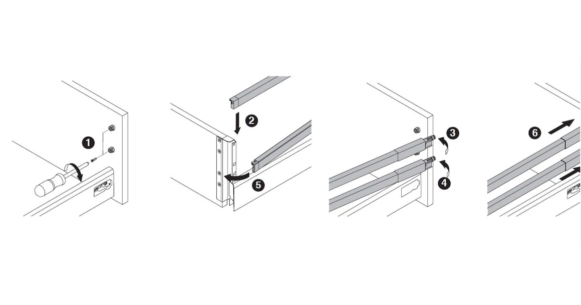 Kép 5/16 - Fiókoldal   RITMA CUBE  H, dupla szögetes korlátos, fehér, 270mm, 35kg