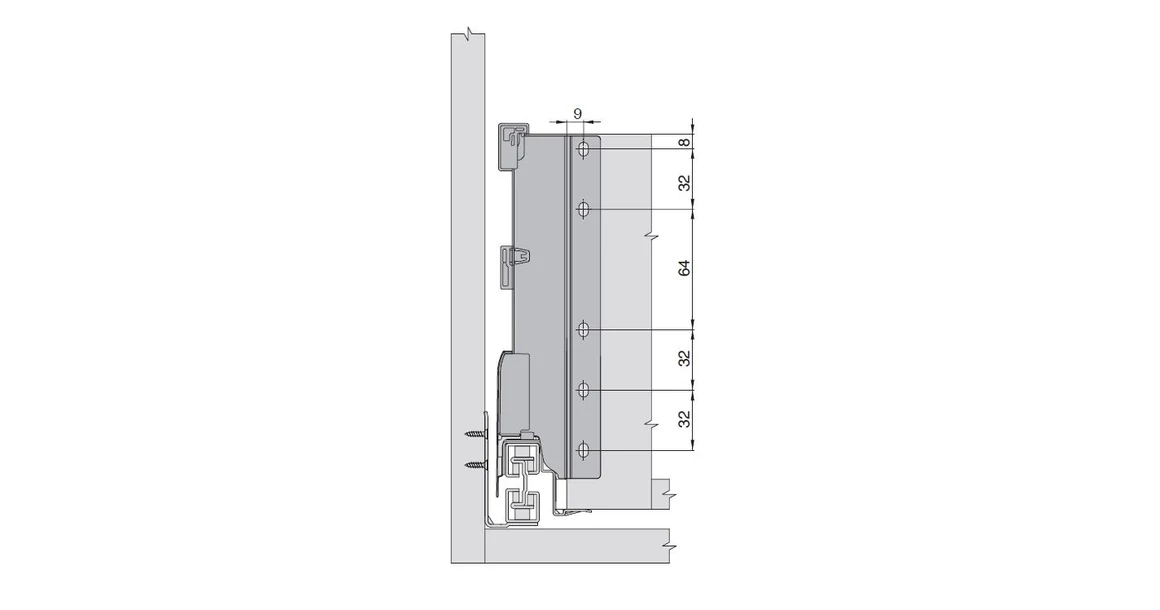 Kép 3/16 - Fiókoldal   RITMA CUBE  TH2, szimpla szögletes korlátos, metál szürke, 500mm, 35kg