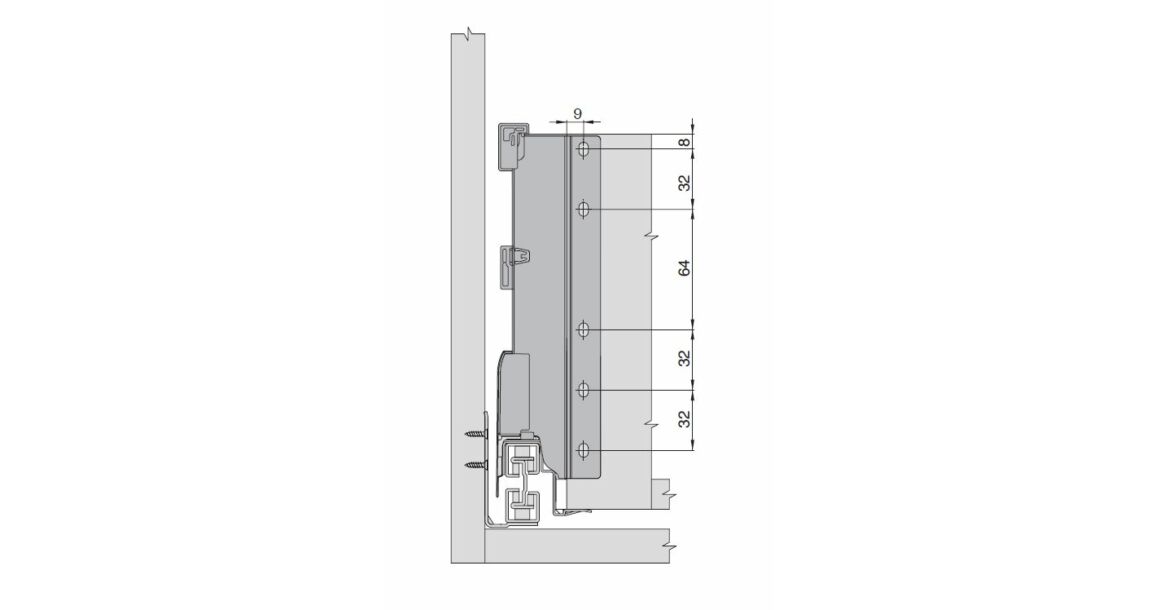 Kép 3/16 - Fiókoldal   RITMA CUBE  H2, szimpla szögletes korlátos, metál szürke, 270mm, 35kg