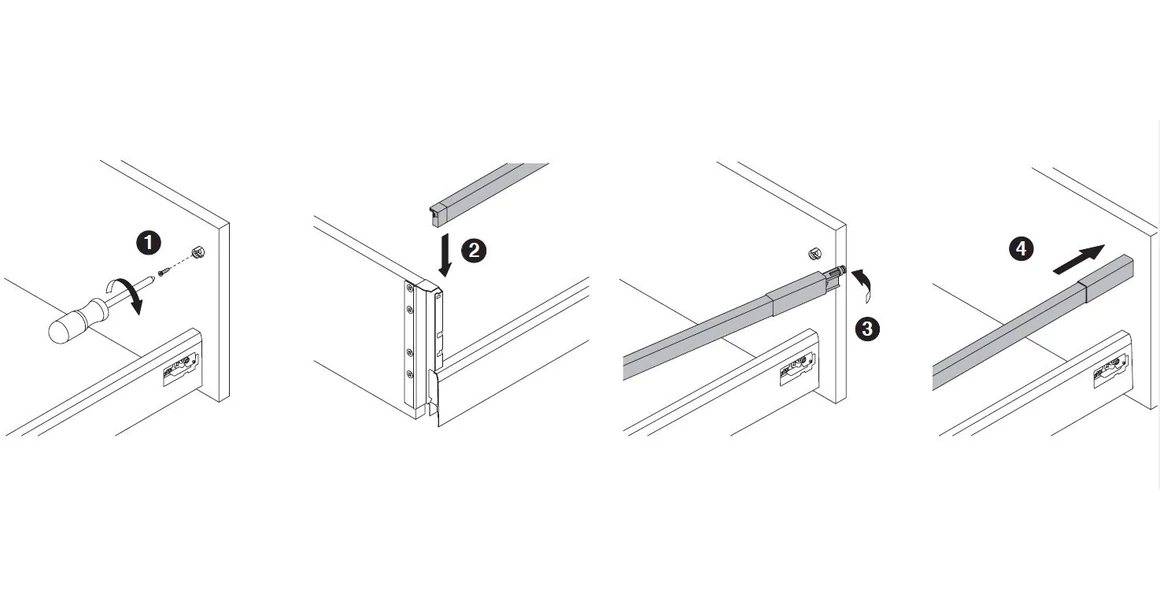 Kép 5/16 - Fiókoldal   RITMA CUBE  TH2, szimpla szögletes korlátos, metál szürke, 500mm, 35kg