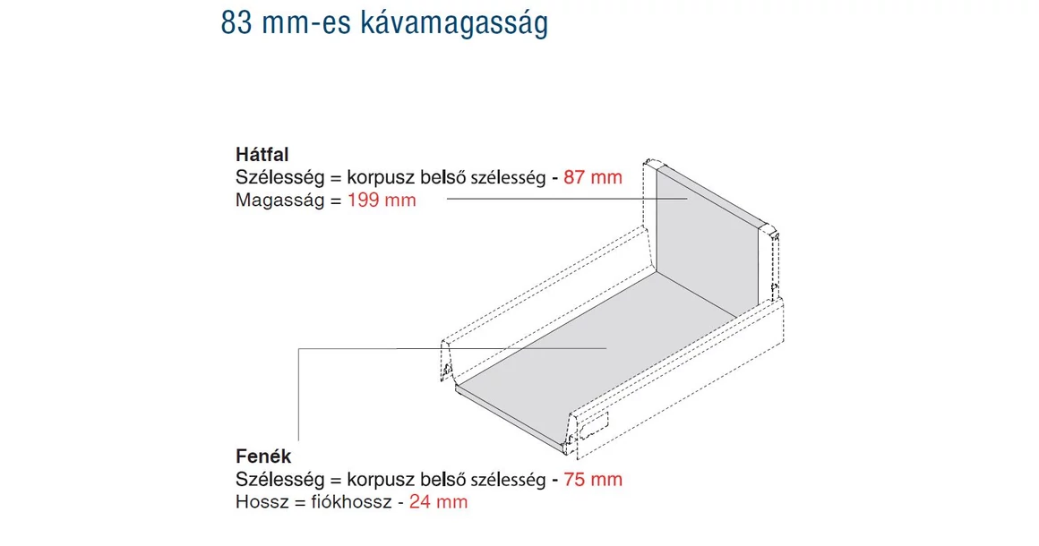 Kép 3/17 - Fiókoldal   RITMA CUBE belső fiók,  H2, szimpla szögletes korlátos, metál szürke, 270mm, 35kg