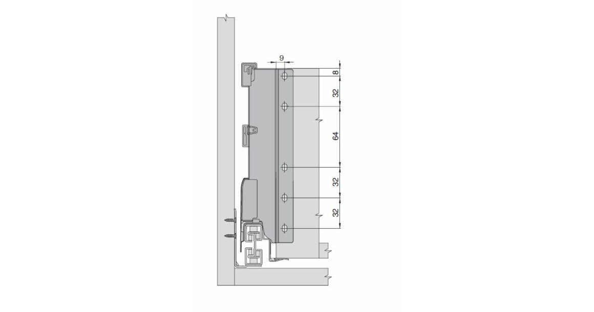 Kép 6/17 - Fiókoldal   RITMA CUBE belső fiók,  H, dupla szögletes korlátos, ólom szürke, 270mm, 35kg