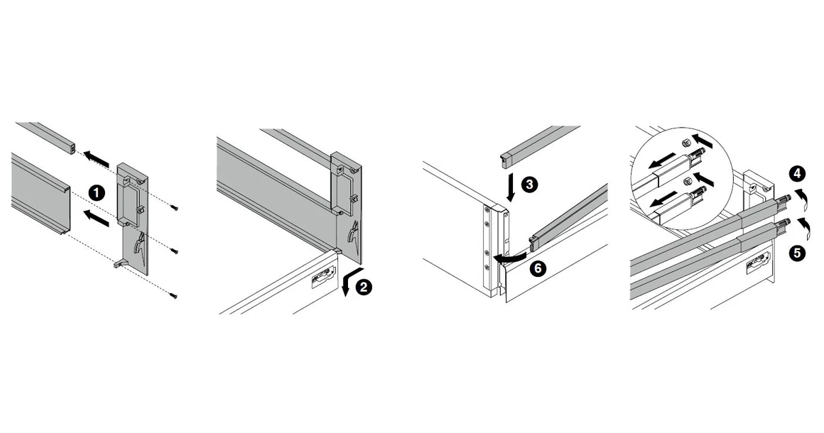 Kép 7/17 - Fiókoldal   RITMA CUBE belső fiók,  H, dupla szögletes korlátos, metál szürke, 270mm, 35kg