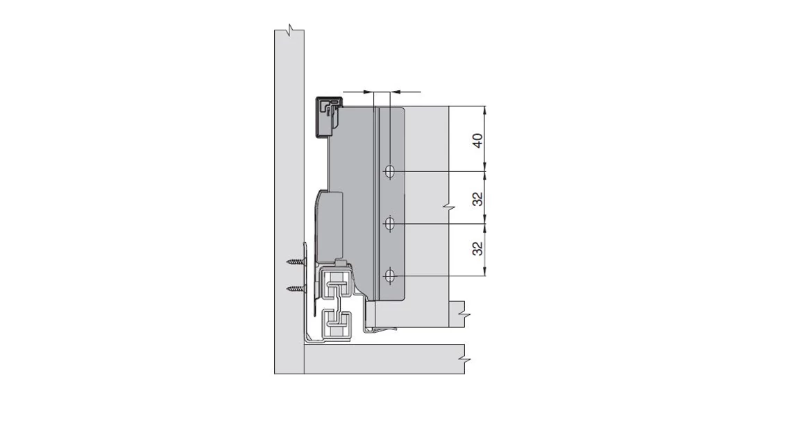 Kép 13/16 - Fiókoldal   RITMA CUBE   M, szimpla szögletes korlátos, metál szürke, 270mm, 35kg