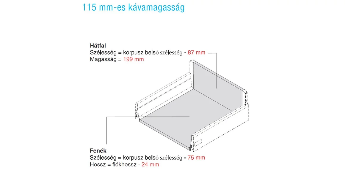 Kép 4/16 - Fiókoldal   RITMA CUBE  TH2, szimpla szögletes korlátos, fehér, 270mm, 35kg