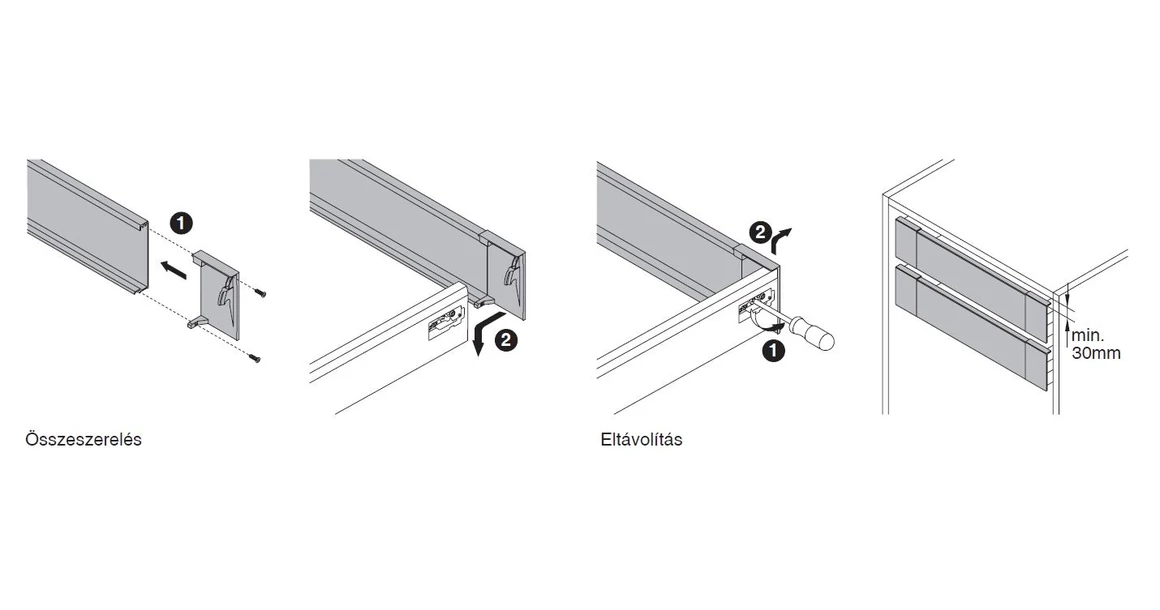 Kép 15/17 - Fiókoldal   RITMA CUBE belső fiók, T, metál szürke, 500mm, 35kg