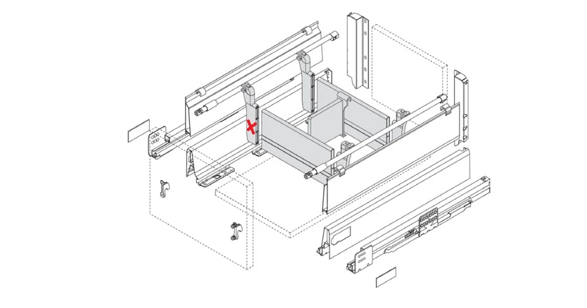 Kép 3/3 - RITMA CUBE fiókelválasztó panelrögzítő négyszög korláthoz, metál szürke