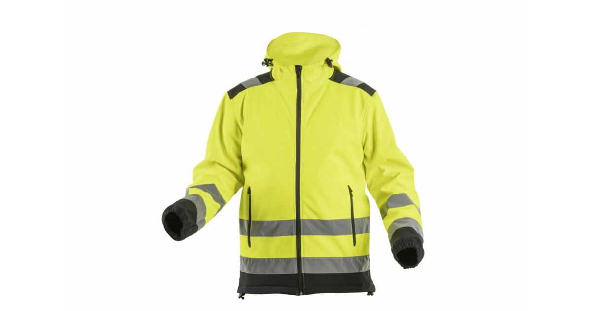 Munkaruha Högert ARGEN Softshell láthatósági kabát kapucnival, sárga, S