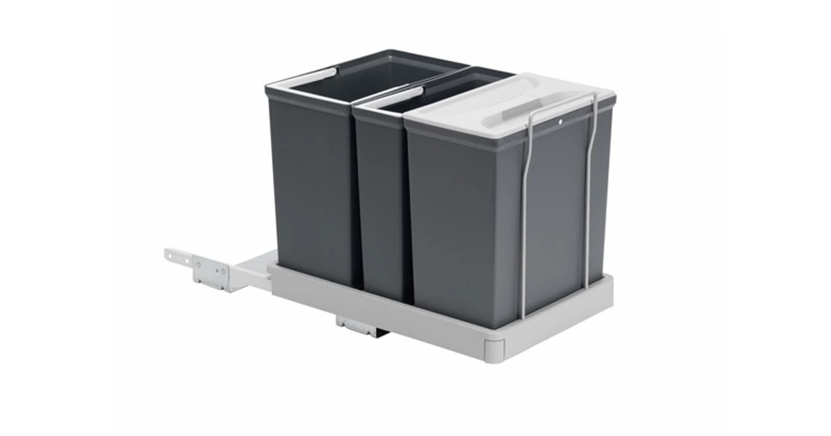 Hulladékgyüjtő IMA Select 3, szelektív, szürke, kiforduló NÉLKÜL, 2*14L + 4L