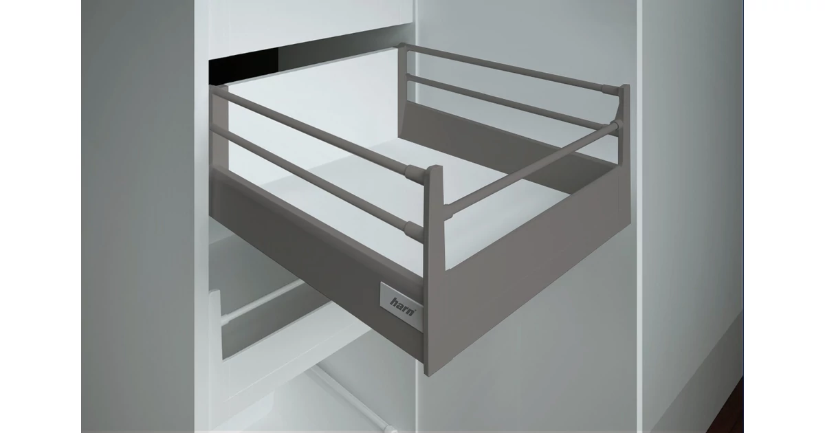 Fiókoldal   RITMA CUBE belső fiók,  H, dupla kör korlátos, metál szürke, 270mm, 35kg