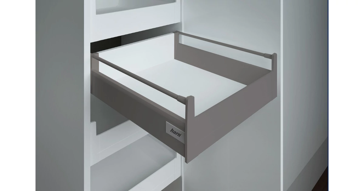 Fiókoldal   RITMA CUBE belső fiók,   M, szimpla kör korlátos, metál szürke, 270mm, 35kg