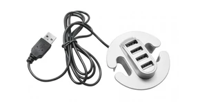 USB csatlakozó, 4-es elosztó, asztalba építhető, szürke