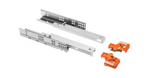 Rejtett fióksín, teljes kihúzású, PUSH OPEN, 250 mm, kuplunggal, 18mm laphoz