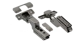 Kivetőpánt, közézáródó, csillapított záródású, klippes, eurocsavar nélküli egyenes talp h=0, fekete