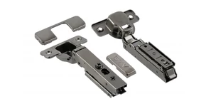 Kivetőpánt, rázáródó, csillapított záródású, klippes, eurocsavar nélküli egyenes talp h=0, fekete