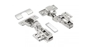 Kivetőpánt, félig rázáródó, csillapított záródású, klippes, eurocsavar nélküli 4 lyukas talp H=0 INNOVO, 2db os szett takarókkal