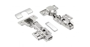 Kivetőpánt, rázáródó, csillapított záródású, klippes, eurocsavar nélküli 4lyukas talp H=0 INNOVO, 2db os szett takarókkal